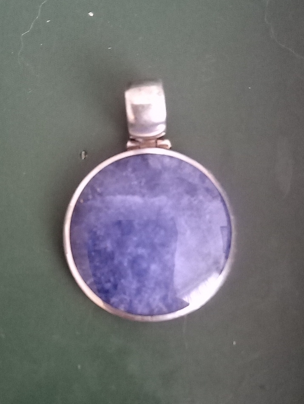Vintage Round Blue Stone Pendant Necklace